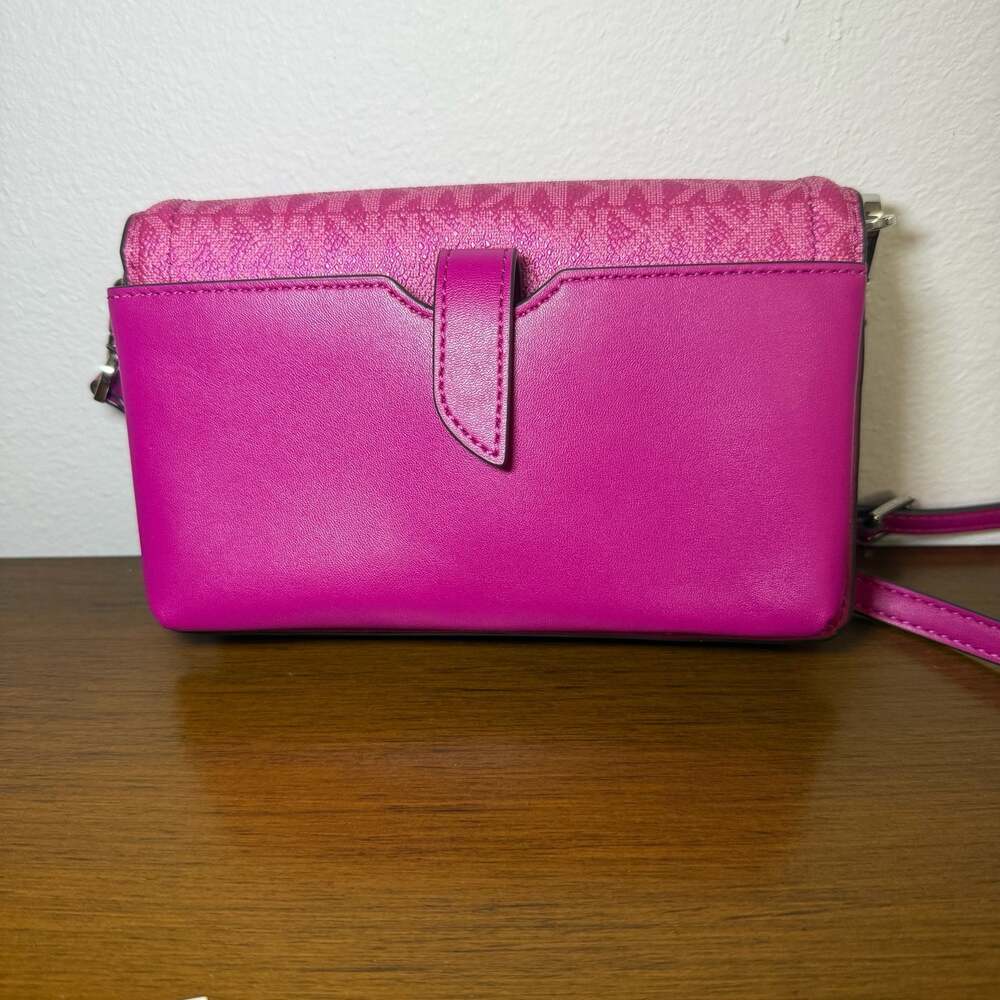Michael Kors Jet Set Travel Logo Crossbody Wallet Bag Pink - Picture 6 of 10